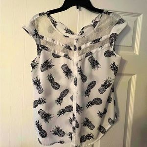 White and black pineapple blouse.size medium